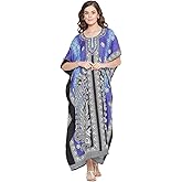 Oussum Women Polyester Casual Kaftan Long Plus Size Summer Beach Caftan Cover Ups Maxi Dresse for Ladies Boho Lounge Outfit