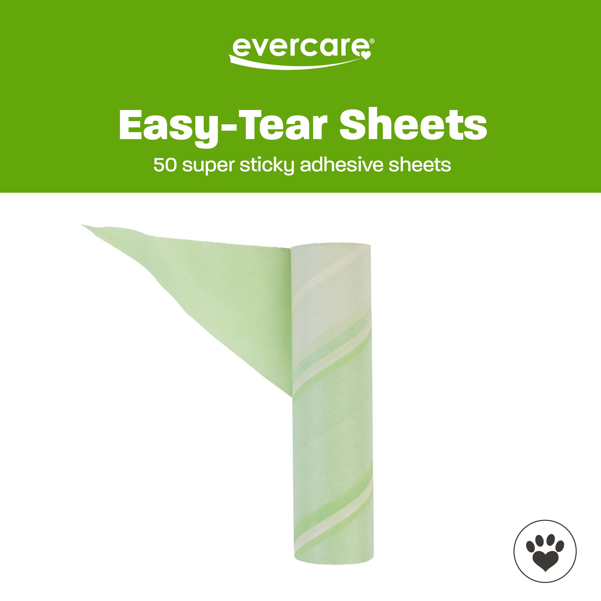 Evercare All-Purpose Pet Mega Oversized Lint Roller Refills, Green, 3-Pack (150 Sheets)