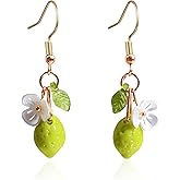 Lemon Earrings for Women Fruit Earrings Green Yellow Flower Dangle Summer Party Daily Casual Outfits Fashion Jewelry