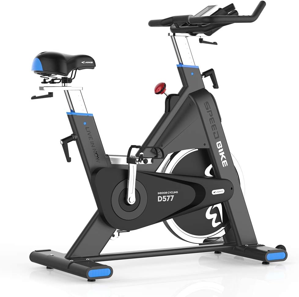 L NOW Indoor Cycling Bike, Belt Drive Indoor Exercise Bike, Stationary Bike LCD Display with 44LBS Flywheel
