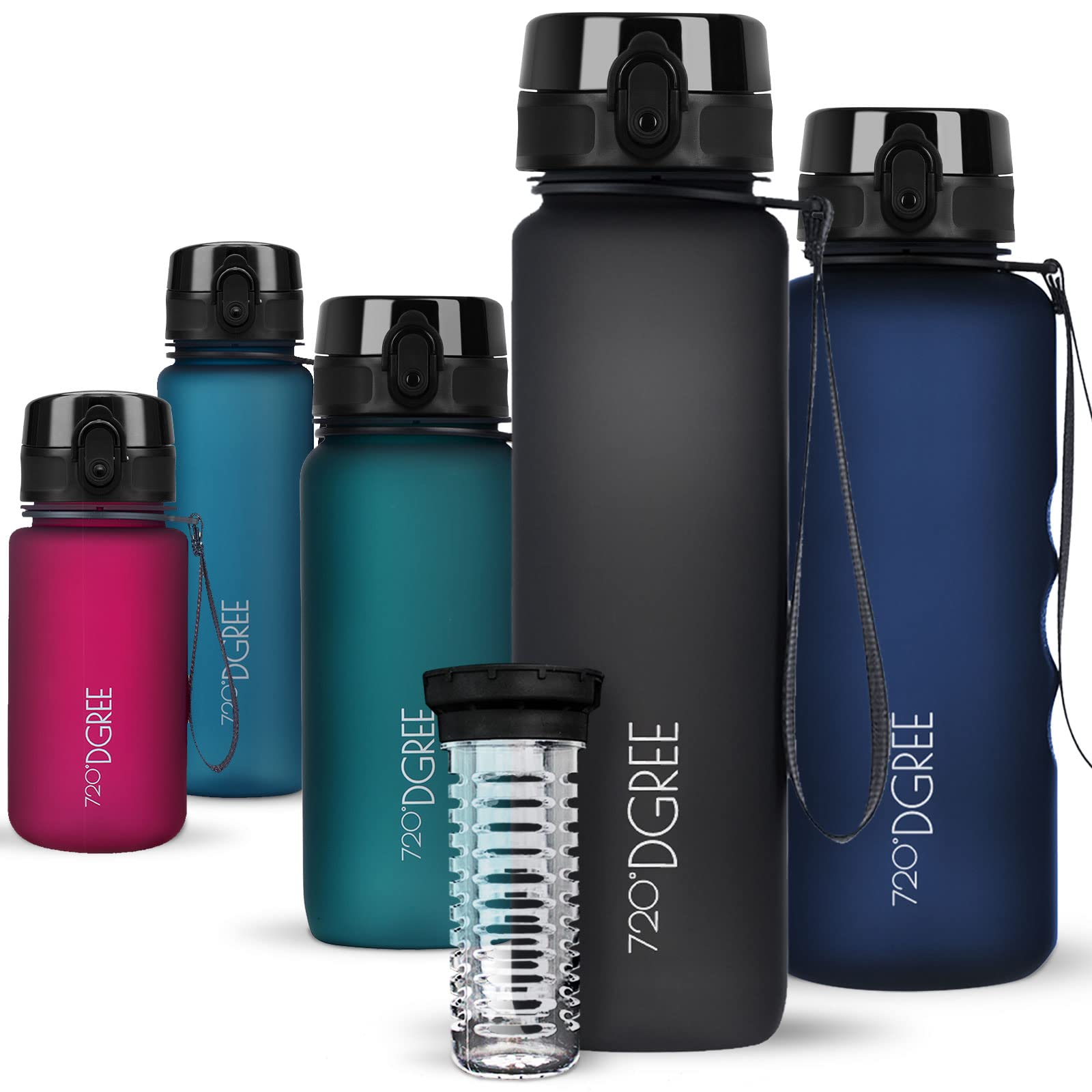 720°DGREE Water Bottle “uberBottle“ - 1 L softTouch +Fruit-Infuser - BPA-Free Tritan, Leakproof, Reusable Drinking Bottle - Sports Bottle for Gym, Running, Fitness, Cycling, Travel, School & Office