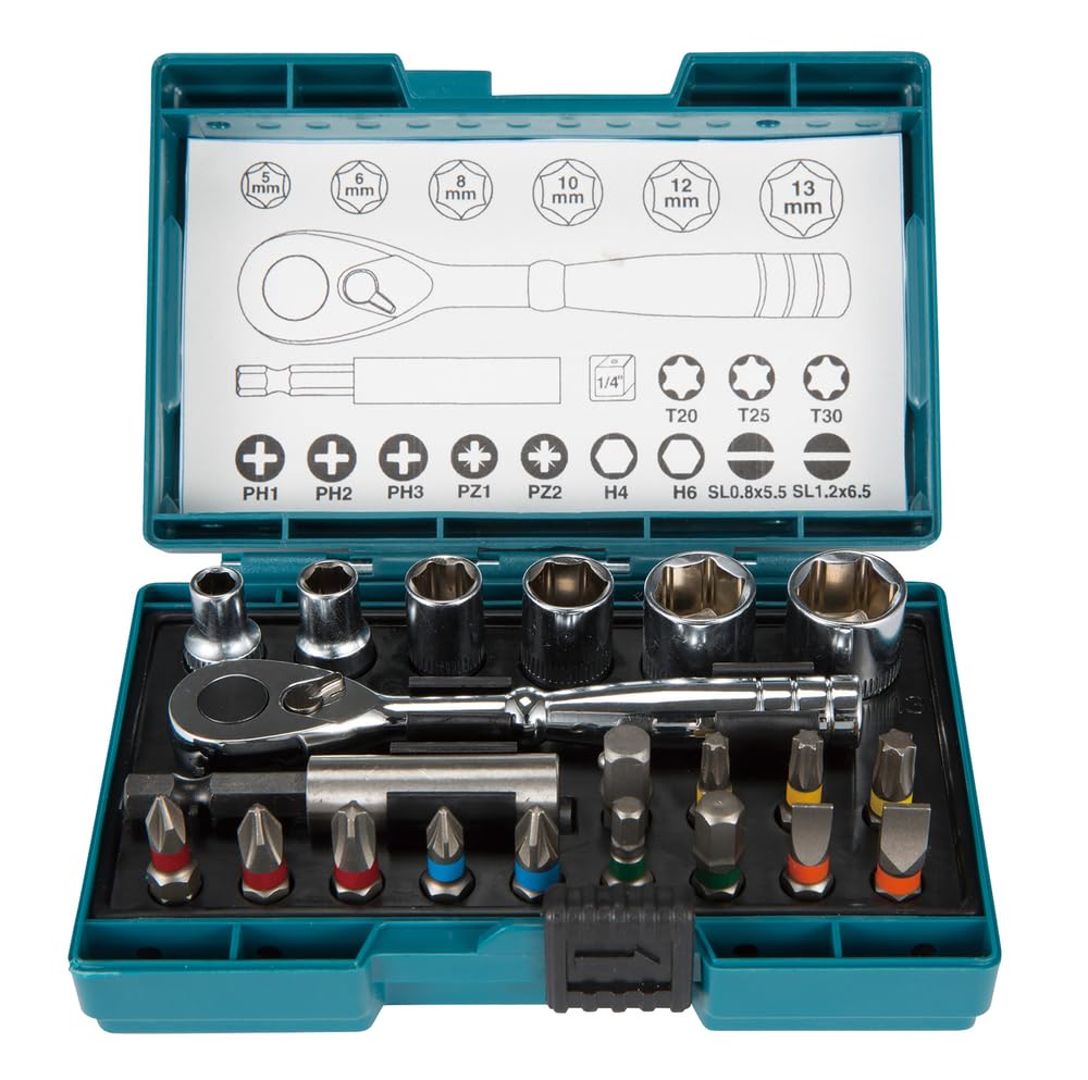Makita B-54081 21 Piece Screw Bit and Ratchet Set