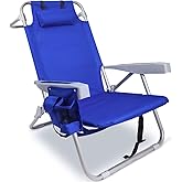 Yestomo Beach Chair with Backpack Straps, Heavy Duty Backpack Beach Chairs for Adults with 4 Positions, Lay Flat Beach Chair with Large Cooler Pouch, Support to 350LBS