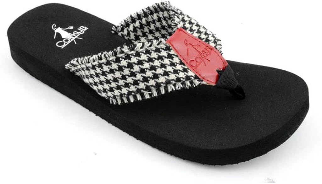 Amazon.com | Corkys Star Frayed Houndstooth Flip Flops - Women's Shoe US 20-2021 (11) | Flip-Flops