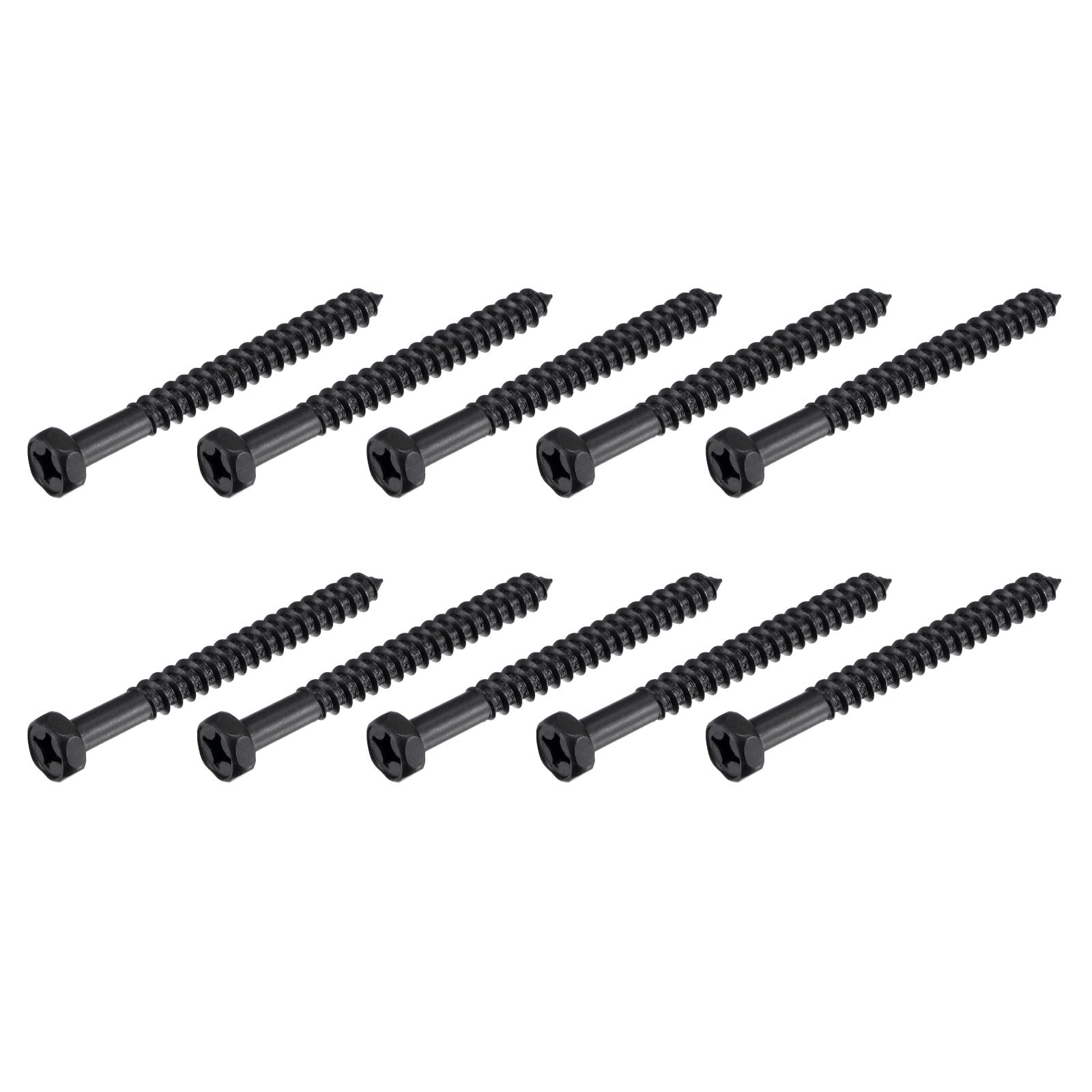 METALLIXITY Hex Lag Screws (1/4" x 2-1/2") 10Pcs, Carbon Steel Phillips Self-Tapping Wood Bolts - for Household Applications