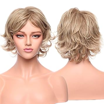 Amazon Com Short Ash Blonde Wispy Loose Curls Pixie Wig Heat