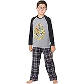 INTIMO Big Boys Harry Potter Hogwarts School Crest Raglan Pajama Set