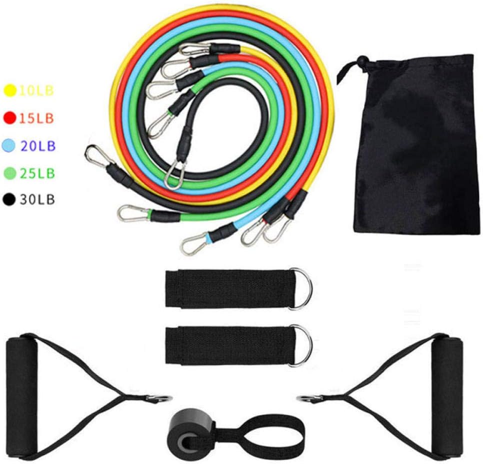 11PCS/ Resistance Bands Set Yoga Exercise Bands Fitness Tubes Band Stretch Training Elastic Pull Rope Workout Bands for Home Gym Equipment