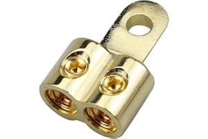 ZOOKOTO Classic Dual 2/0 Gauge Inputs to 5/16-Inch Ring Terminal Reducer Gold