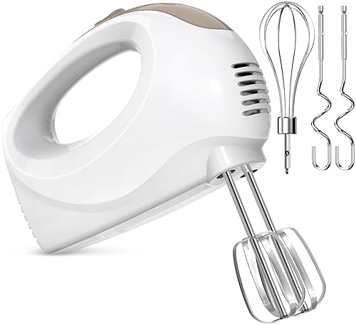 Hand Mixer Electric, 5 Self-Control Speeds Food Kitchen Mixer with 5 Stainless Steel Accessory(CX-6613)