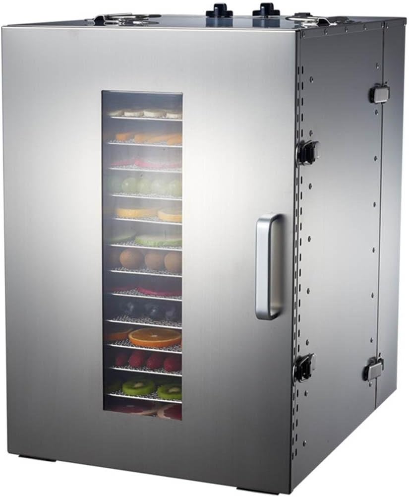 MFFACAI 16 Tray Food Dehydrator with 304 Stainless steel mesh,Drawing process，Pet food dryer,1800 turn - silver/220V