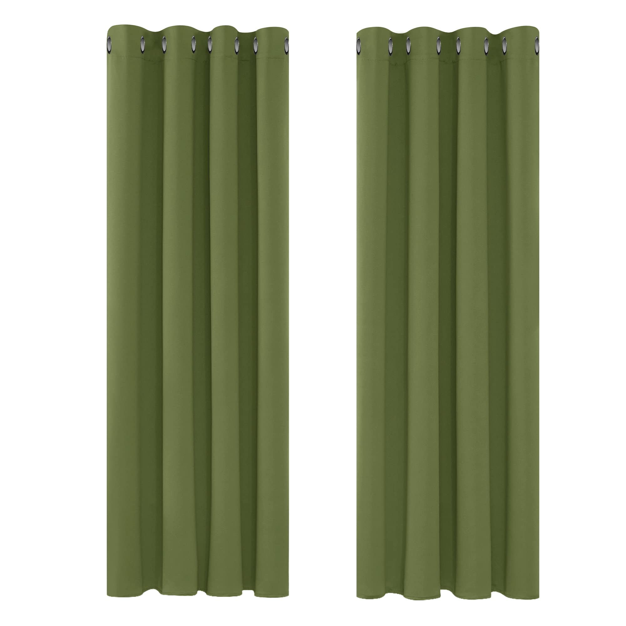 Deconovo Window Treatment Super Soft Solid Thermal Insulated Eyelet Bedroom Blackout Curtains for Kids Green 46x84 Inch 2 Panels