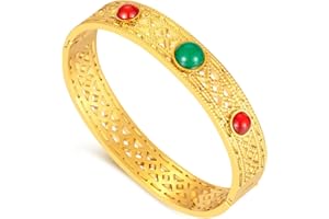 Edgda Fashion Vintate Natural Turquoise Stone Bracelet Stainless Steel Hollow Out Cuff Bracelet