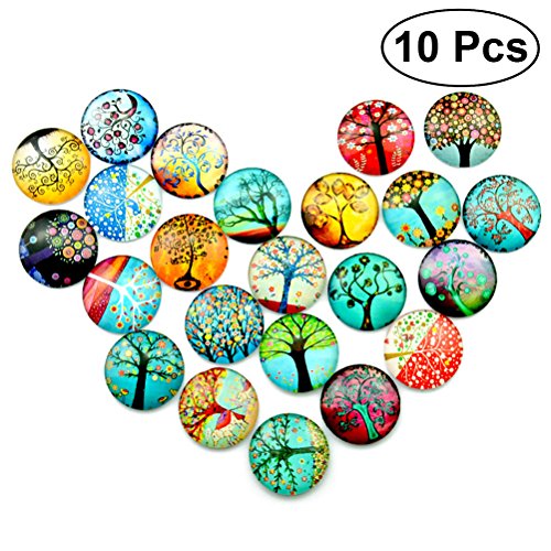 Ultnice 10 Pieces Mosaic Printed Glass 12 mm Round Craft Mosaic Tiles Supplies for Jewellery Making