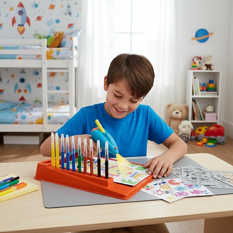- Spray Art Creéez des dessins s avec un aérographe automatique. Pratique, facile et propre. Jouet artistique pour garçons et filles à partir de 4 ans (20132)