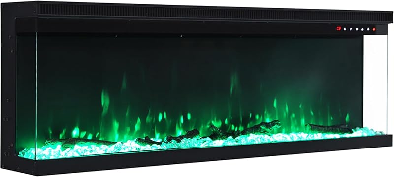 INMOZATA 60inch Electric Fireplace 3-Side Glass Recessed/Freestanding with 9