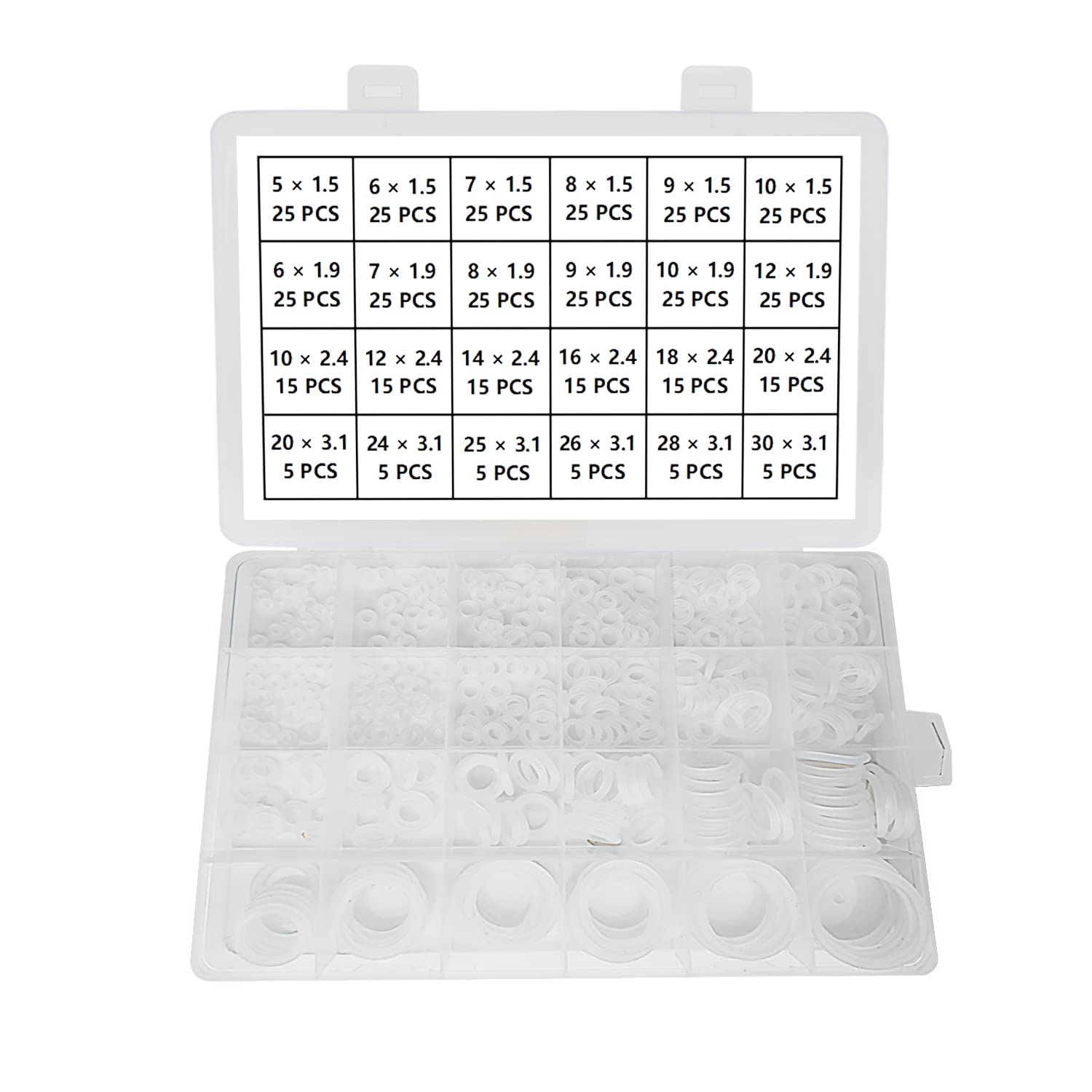 YIXISI 420 PCS 24 Sizes White O-Rings Assortment Kit, Silicone Metric O-Rings, for Tap Plumbing Washer Seal & Auto Quick Repair