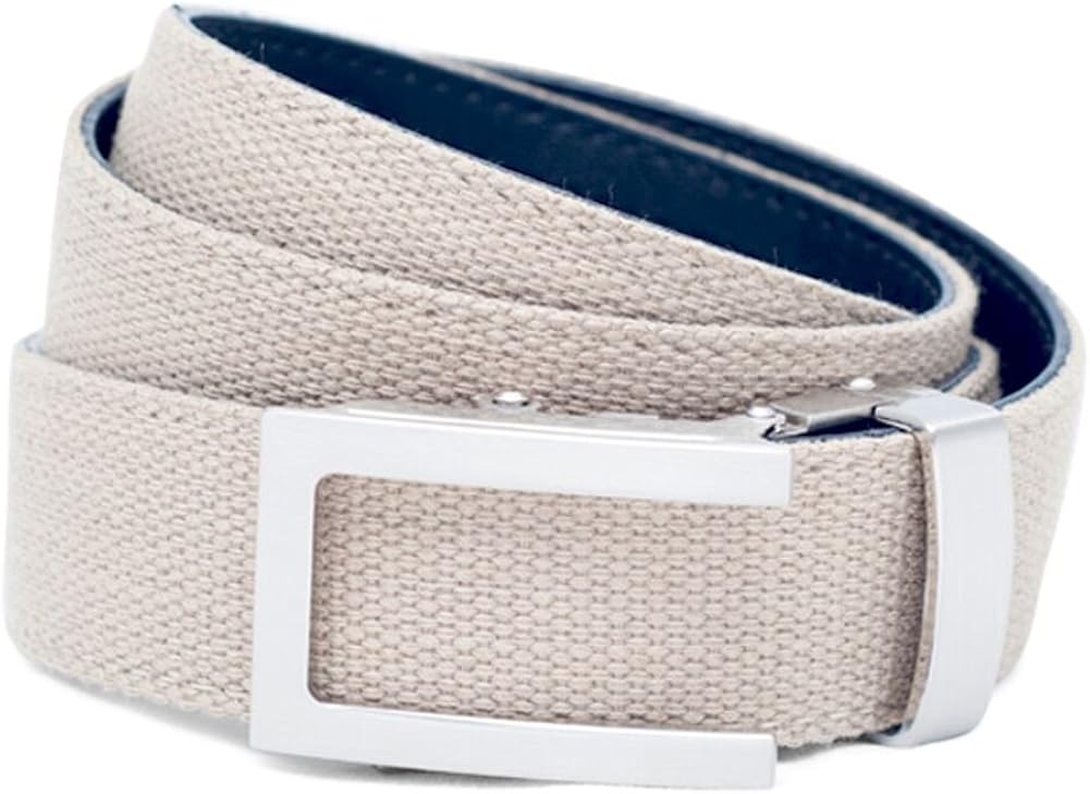 Anson Belt & Buckle Men's Traditional Silver Buckle with Ratchet Belt