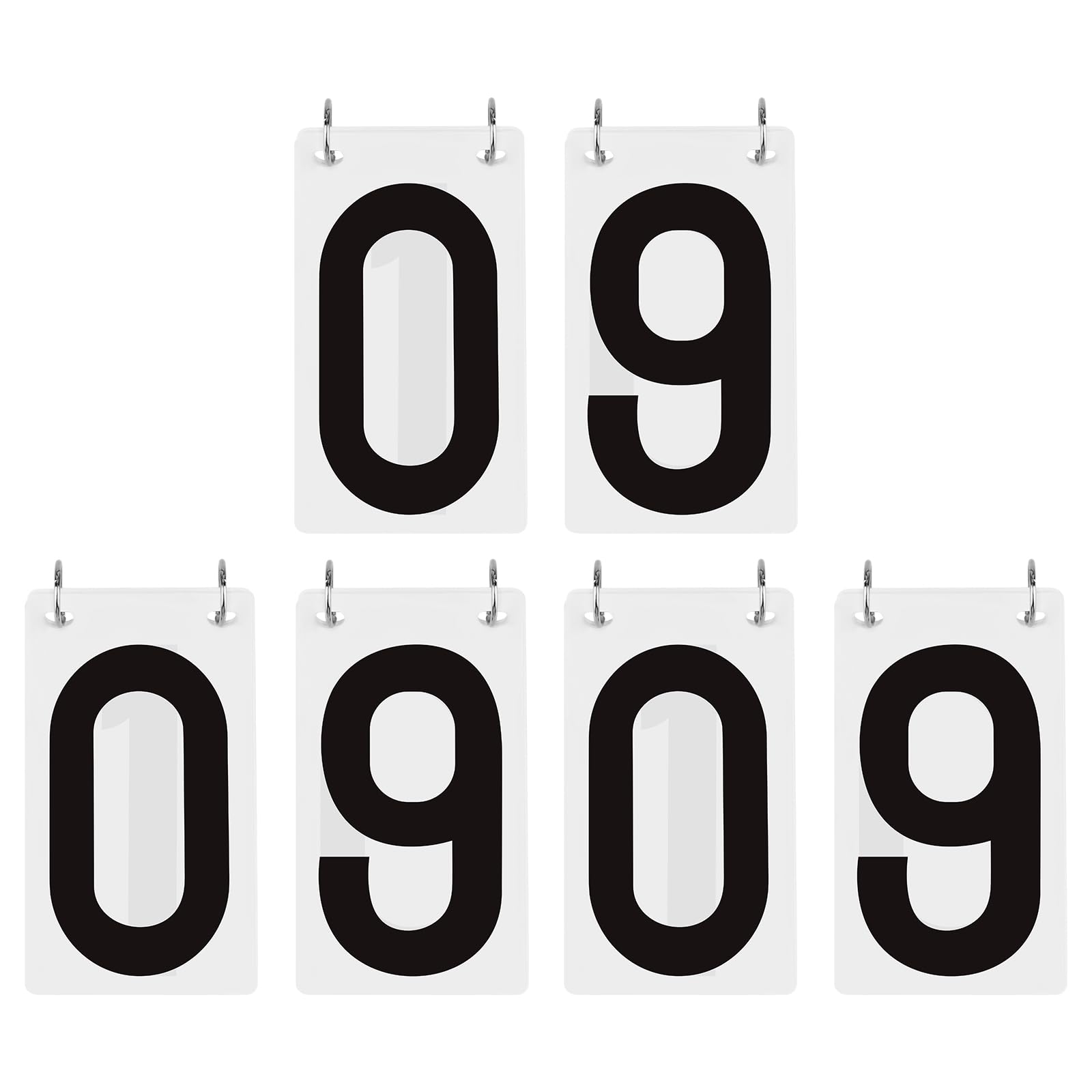 GOGO 6 Sets Black Score Reporter, 3-1/8 x 5-1/2 Inches Number Flip Chart for Scoreboard 0-9