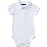 ROMPERINBOX Newborn Baby Boy Collared Onsies Polo Shirt Bodysuit Pique Solid Color Mesh Bubble Short Sleeve Romper Clothes