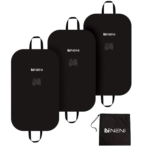 NENI Kleidersack 3er Set inkl. Schuhbeutel - Premium Kleiderhülle mit Sichtfenster für Anzug, Kleid und Hemden - Atmungsaktiv