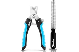 Candure Pet Nail Clippers Professional Nail Trimmer Suitable for Puppy, Cats, Rabbits and Guinea Pigs - Safety Lock/Protective Guard to Avoid Over Cutting (Blue, Small)