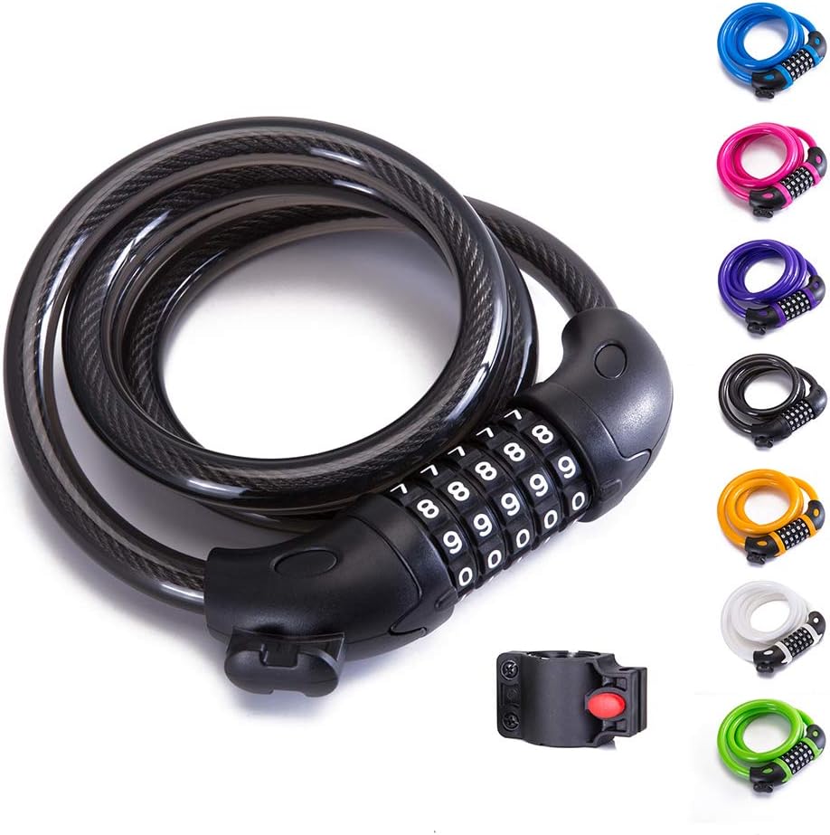 XZSUN Bike Lock Bicycle Lock Chain ，5-digit Combination Lock Core Steel Wire Bike Lock Security&Portable Bicycle Locks,4 Feet x 1/2 inch