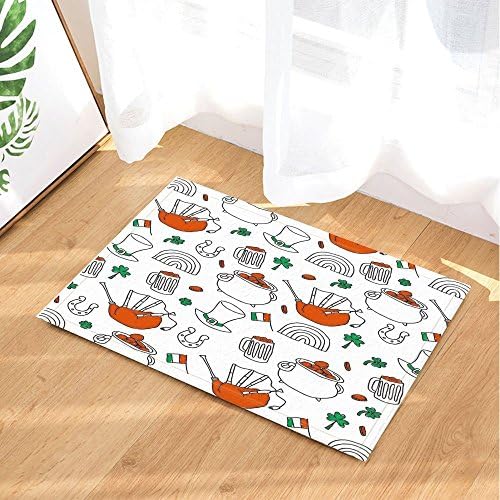 HiSoho Saint Patrick Bath Rugs Clover BAGPIPE jar Horseshoe Wine Glass Gold Hat Non-Slip Doormat Floor Entryways Indoor Front Door Mat Kids Bath Mat 15.7x23.6in Bathroom Accessories