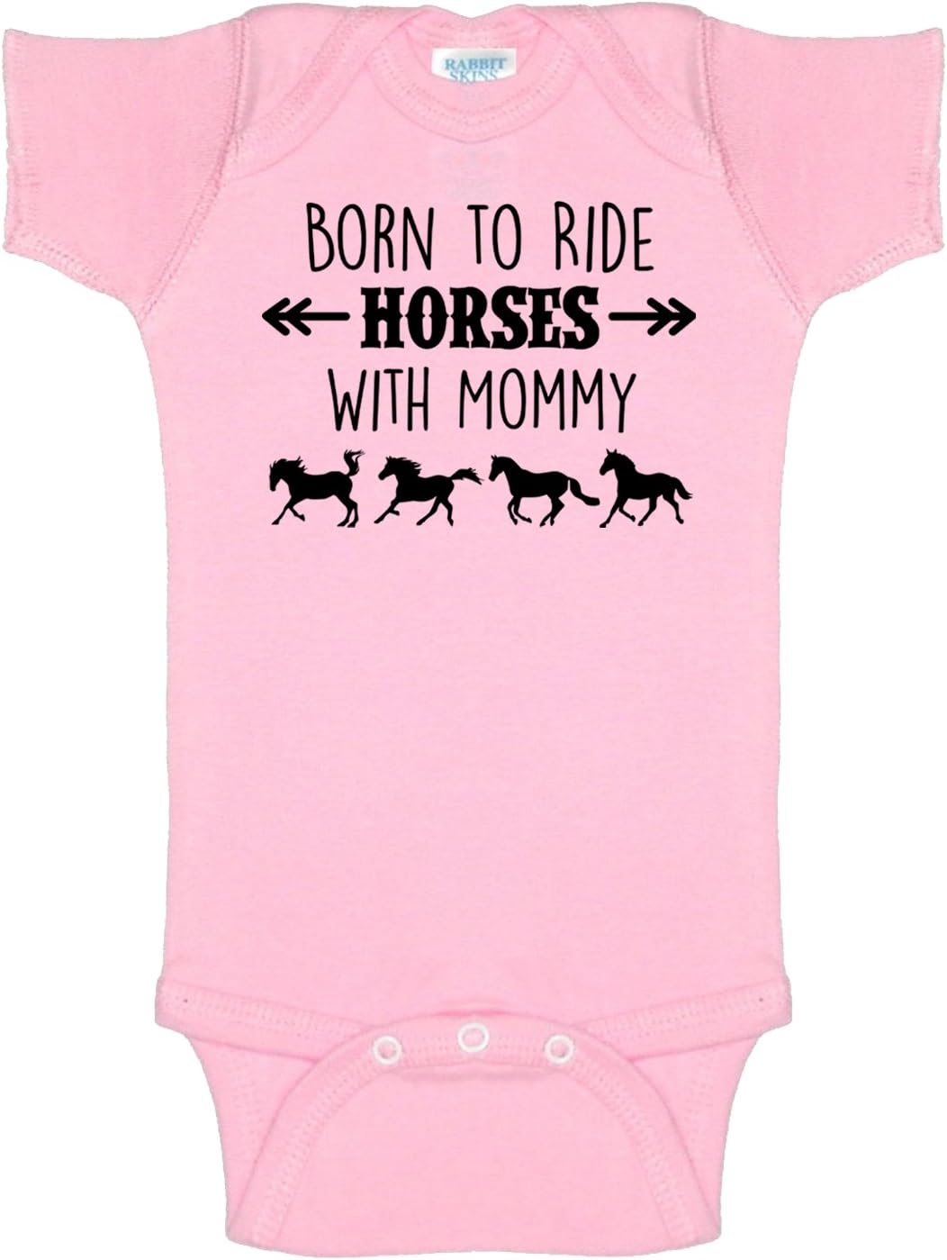 Born to Ride Horses with Mommy, Short Sleeve Horse Bodysuit, Baby Boy or Girl - Equestrian Pony Onesie Gift
