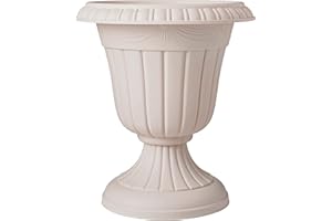 Arcadia Garden Products PL00TP Classic Traditional Plastic Urn Planter Indoor/Outdoor, 16" x 18", Taupe