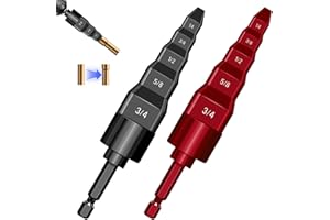 YENBLOW 2 Sets HVAC Flaring Tools, Swaging Tube Repair 5 in 1 Air Conditioner Copper Pipe Expander Flaring Swaging Drill Set Copper Tubing Tool with 1/4", 3/8", 1/2", 5/8", 3/4" Bits, Black and Red
