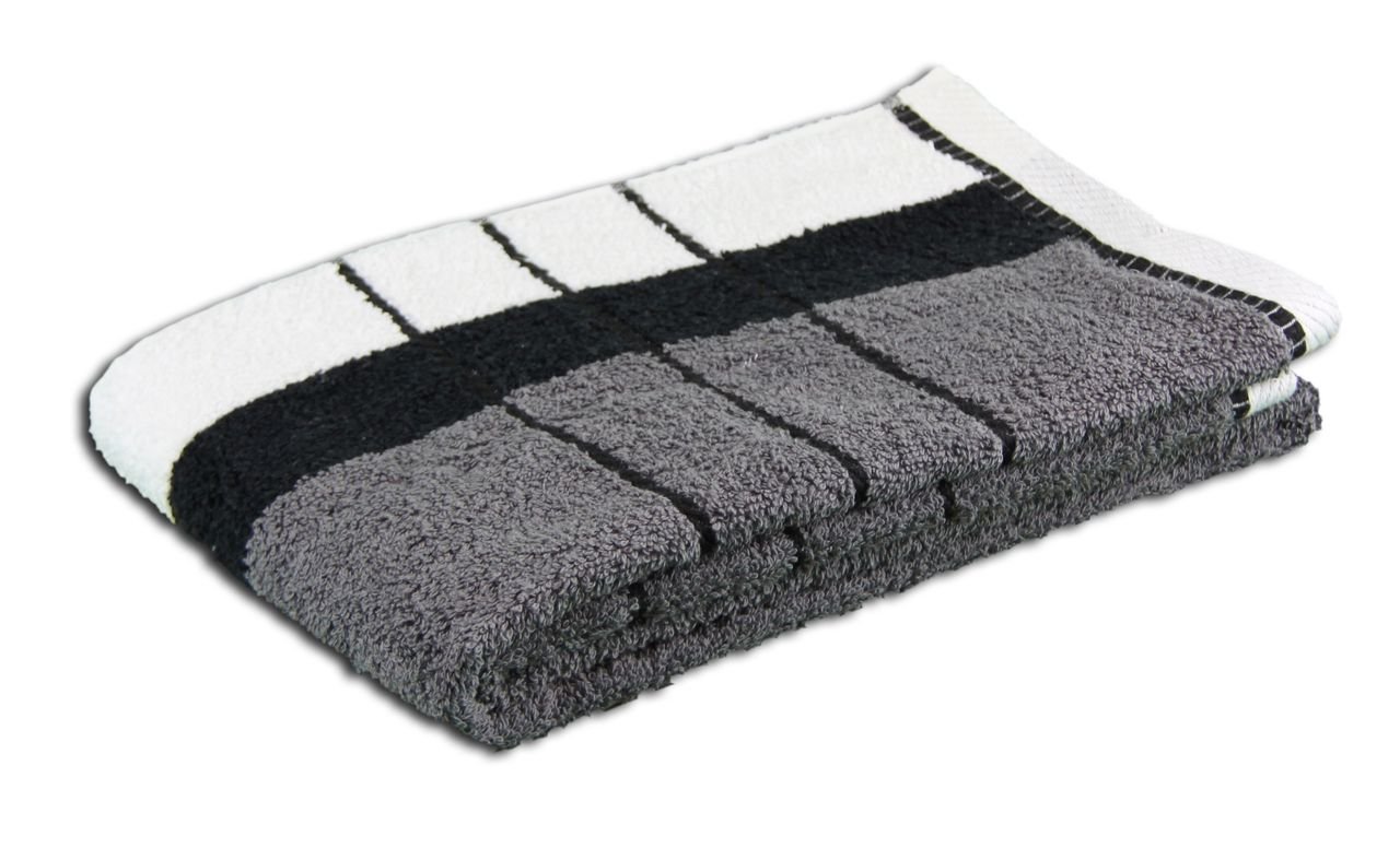 Gözze - Beach Towel, 100% Baumwolle, Berlin, Striped, 70 x 140 cm - Anthracite/Black