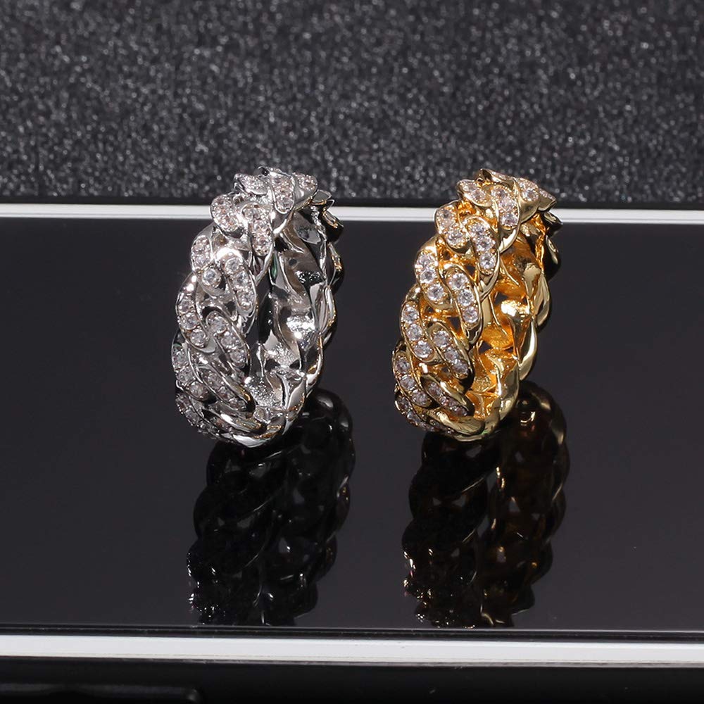 Hip Hop Ring Iced Out Bling Cuban Link 