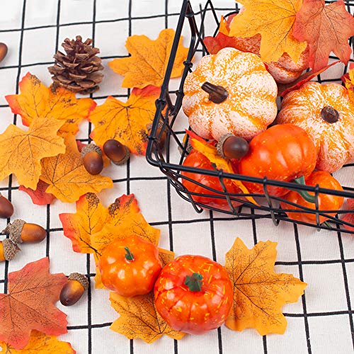 HANSGO Fake Pumpkin Decor, Mini Pumpkins Artificial Foam Pumpkins Small Pumpkins for Decorating, 50PCS Halloween Thanksgiving Decorations