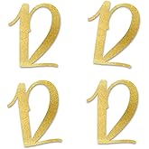 Gold Glitter 12 Cut-Out Numbers, 12th Birthday Party Anniversary Decorations DIY Essentials