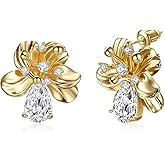 COTATI Flower Earrings for Women，Gold Plated & Silver Floral Stud Earrings，Statement Earrings with 925 Sterling Silver Posts，Hypoallergenic Summer Gift