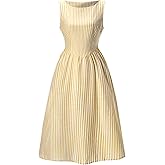 winkbay Women's Summer Striped Sleeveless Dress Elegant A Line Flowy Midi Going Out Dresses