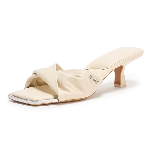 DKNY WOMEN’S JOLAINE TWIST HEEL SANDAL MULE, BONE,...