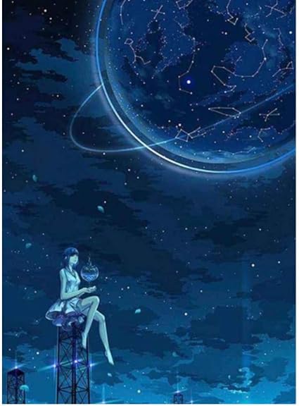 5d Diy Dibujos Animados Cielo Estrellado Paisaje Pintura Diamante Punto De Cruz Bordado Inicio Regalo Sin Marco Amazon Com Mx