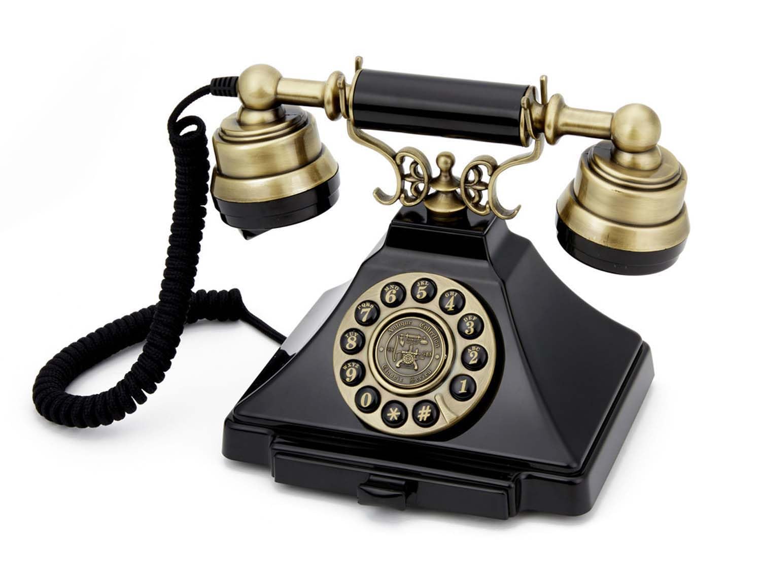 GPO Duke Nostalgic Vintage Push-Button Landline Phone with Cloth Cord, Authentic Bell Tone, Retro Dial Telephone for Home, Office, Hotels, Black and Bronze Finish