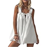 SweatyRocks Women's Summer Sleeveless Mini Dresses Tie Front Frilled A Line Sundress