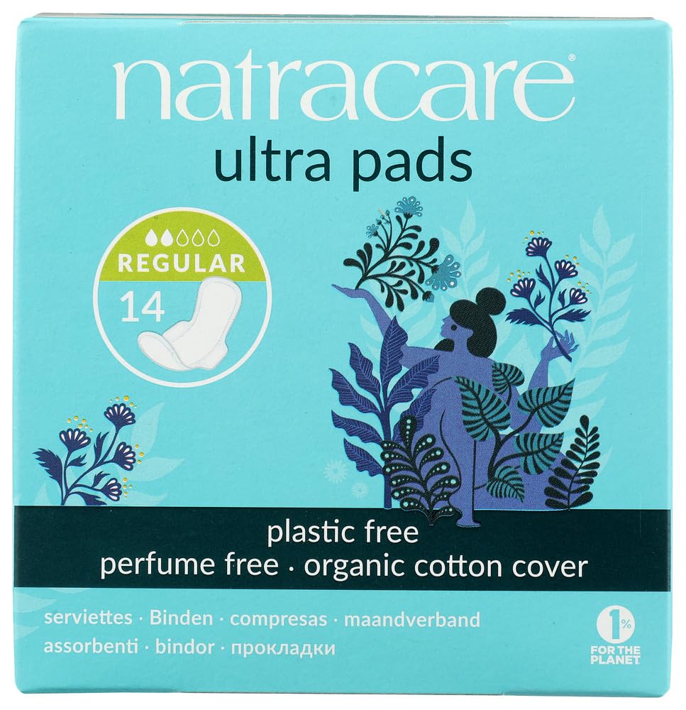 Natracare Natural Ultra Pads Regular with Wings, Organic Cotton Cover for Sensitive Skin | 14 x 3 Packs (42 Pads)