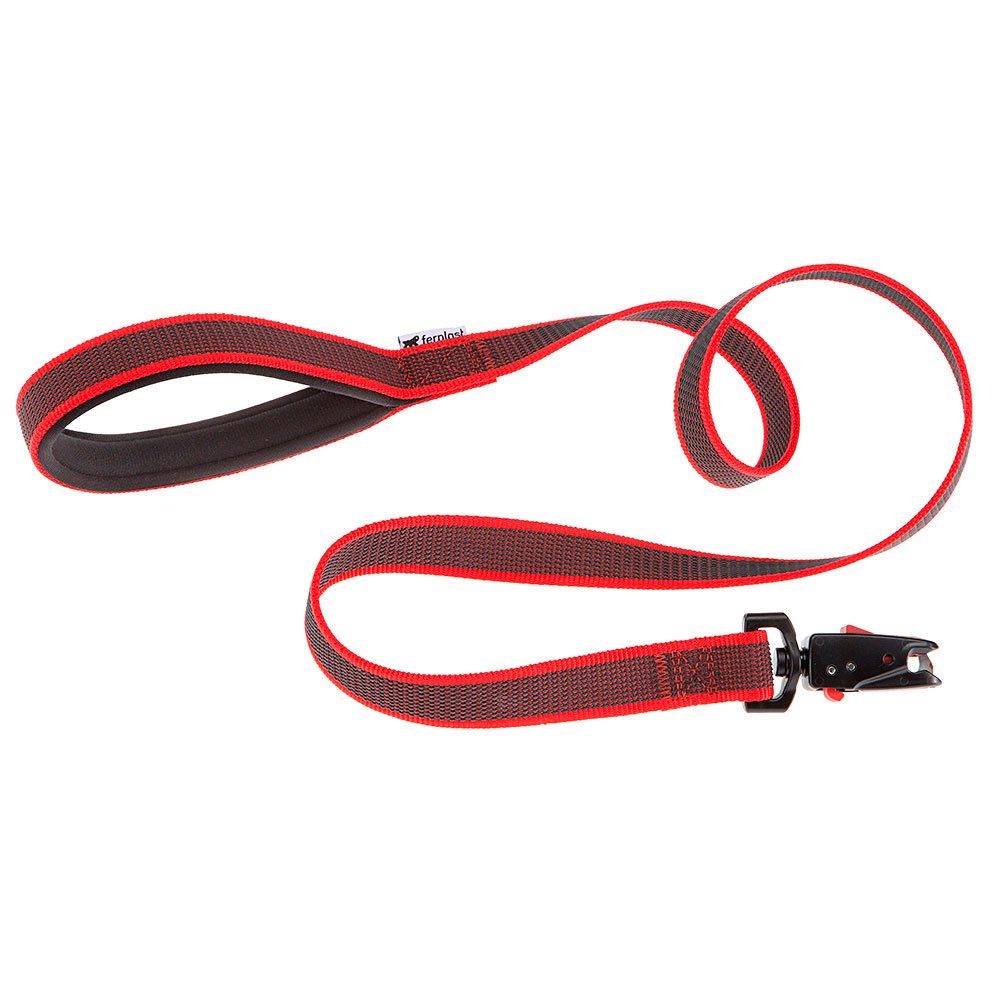 Ferplast DAYTONA G Dog Lead - MATIC Automatic Closure Technology - Non-Slip & Anti-Abrasion Rubber Coating - Soft Handle - Italian Design - 120 x 1.5 cm, Red
