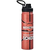Basketball Water Bottle, 24 oz Insulated Stainless Steel Sports Bottle with Straw, Basketball Stuff Gifts for Boys