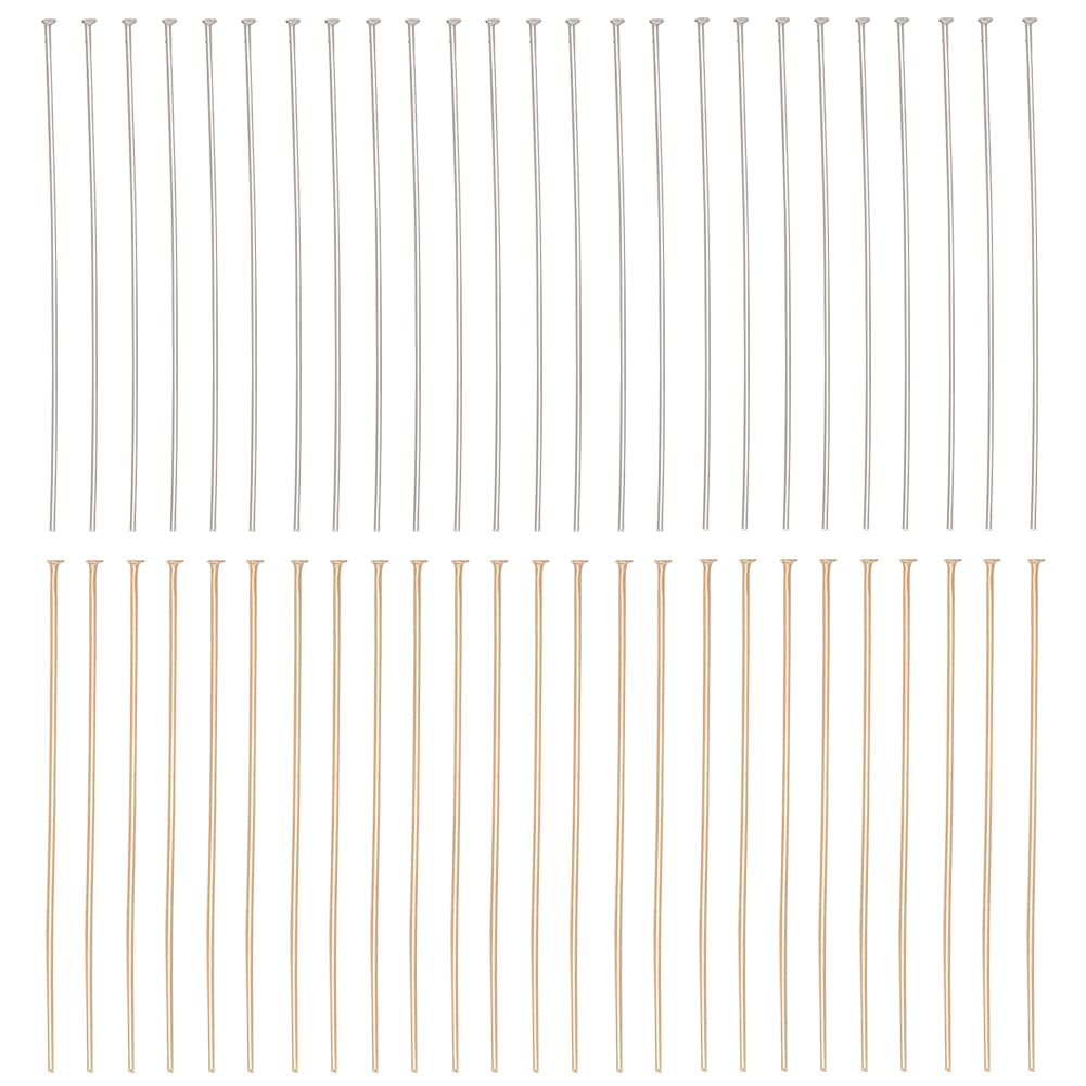 SUNNYCLUE 1 Box Real 18k Gold Plated 500Pcs Flat Pins Flat Head Pins 50mm Heads Earring Findings Headpins for jewellery Making Accessories DIY Dangle Earrings Adults Supplies — image 1