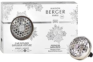 MAISON BERGER - Refillable Car Air Freshener Vent Clip Diffuser Set - 3.1 x 2 x 0.8 inches - Made in France (Festive Fir)
