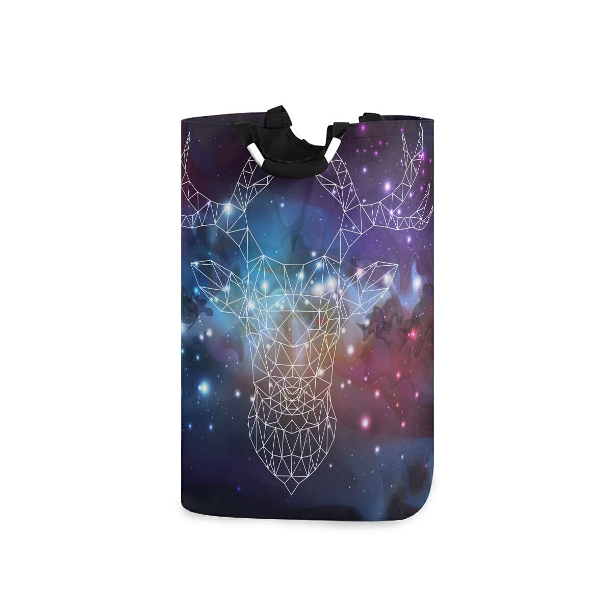 Large Collapsible Laundry Baskets with Handles, Polygonal Tirangle Animal Deer Galaxy Washing Baskets Laundry Hamper for Bedrooms