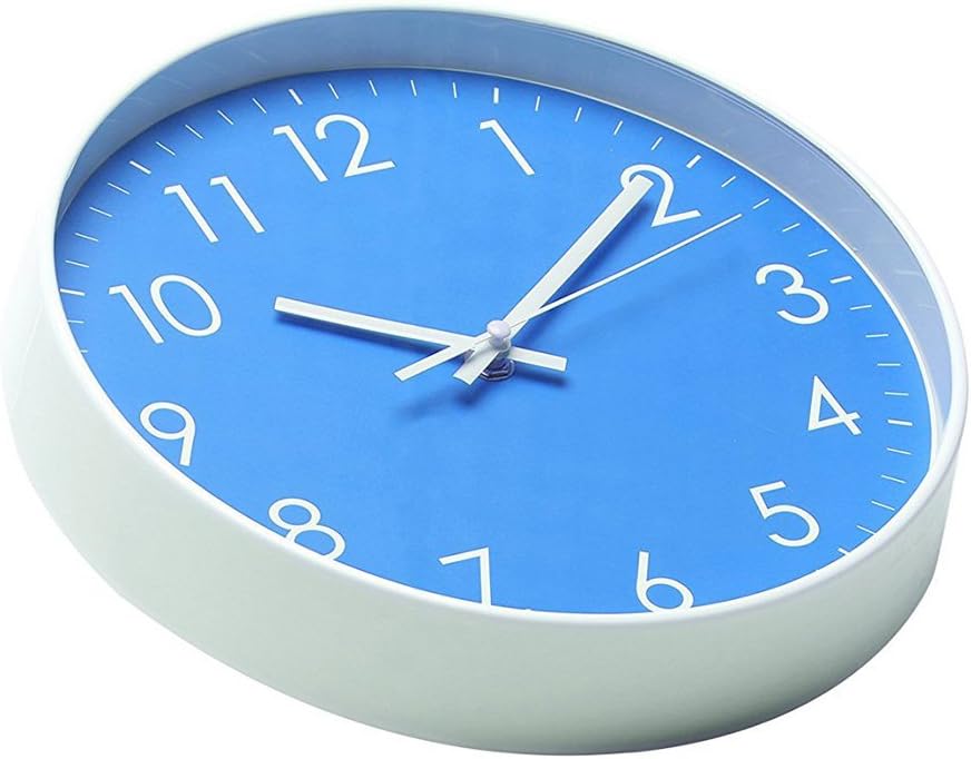 Epy Huts Wall Clock Battery Operated Indoor Non-Ticking Silent Quartz Quiet Sweep Movement Wall Clock for Office,Bathroom,Living Room Decorative 10 Inch Blue: Home & Kitchen