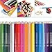 Weirdbeast 48 Art Colored Painting Pencils Set Drawing Pencils Kit + Portable Zippered Black Canvas Pencil Case for Kids/Adult with Sharpener and Coloring Book Gift