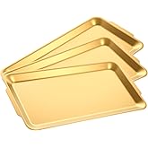 3Pcs Stainless Steel Food Gold Serving Tray, 12.6" Rectangular Serving Platters Multipurpose for Kitchen,Party Organizer Tray for Buffet Brushed